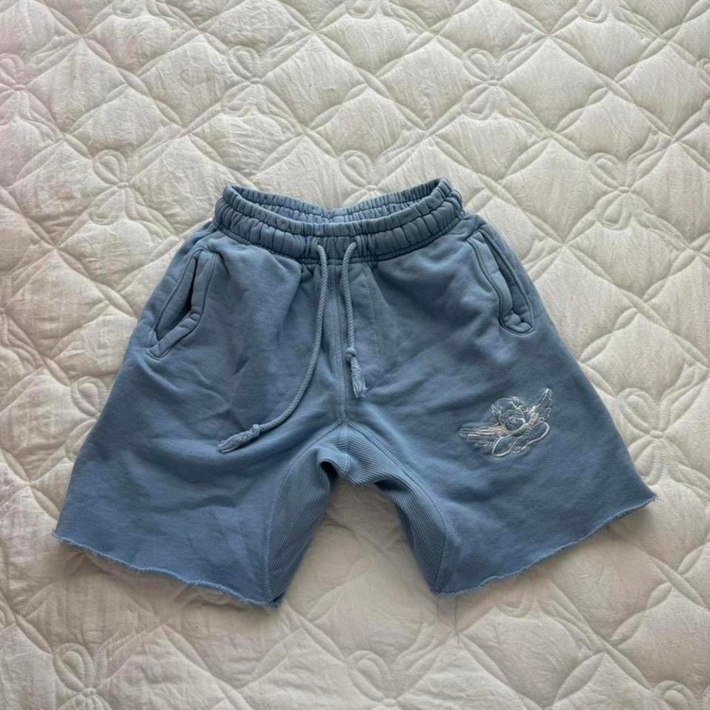 sky blue boys lie sweat shorts with pockets